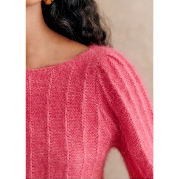 SEZANE Pink Wool Kid Mohair Fancy Knit Balloon Sleeve Sweater Aretha Jumper XS/S - Picture 15 of 17